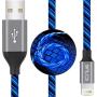 iPhone Charger Cable, iCrius [MFi Certified] 6ft LED Light Up Visible Flowing Lightning Charger Charging Cord Compatible iPhone11 Plus/XS/XR/X /8 Plus / 8/7 Plus / 7, iPod Touch More-Blue