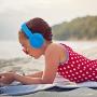 Gorsun Lightweight Stereo Folding Wired Headphones for Kids Adults Adjustable Headband Headset for Cellphones Smartphones iPhone Laptop Computer Mp3/4 Earphones(Blue)