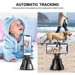 Selfie Stick 360°Rotation Auto Face Object Tracking Smart Shooting Camera Phone Mount, Tracking Selfie Auto Intelligent Shooting Vlog Shooting Smartphone Mount Holder with All Phone (Black)