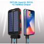 Solar Charger 20000mAh, Portable Phone Charger Mobile Power Bank, Camping Waterproof External Backup Battery Power Pack Dual USB with 2 LED Flashlight for Cell Phone and Other Electronic Devices