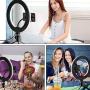 Ring Light 10" with Desk Tripod Stand Phone Holder Desktop Ringlight 3 Light Modes 10 Brightness Level for Live Streaming YouTube Video Dimmable Desktop Makeup Photography Shooting (10 inch)