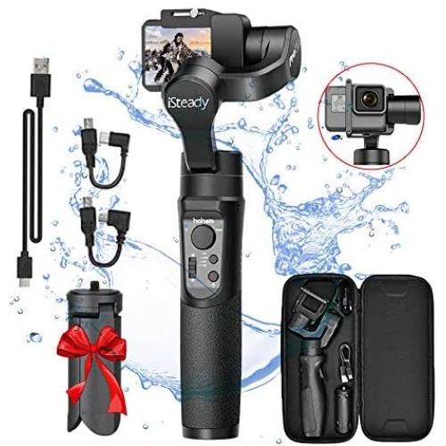 3-Axis Handheld Gimbal Stabilizer for GoPro Action Camera, Splash Proof Gimbal Tripod Stick for Gopro 2018 7/6/5/4, Sony RX0, SJCAM, YI-CAM - Time-Lapse, APP Control, 12h Run time -Hohem iSteady Pro 2