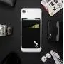 Double Pocket Gecko Phone Wallet - Smartphone Adhesive Card Holder - Cell Phone Pouch - Mobile Stick on Lycra Pocket by Gecko - Carry Credit Cards and Cash – (Black-White)