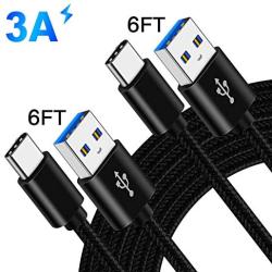 USB C Charger Cable Cord for Samsung S20 Plus Ultra A51 A71 A01 A21 A21S A41 A31 A11 5G A20S A30S M30 M21 M31 Galaxy Tab A 10.1 8.0 2019/10.5 2018/Tab S6 S3 S4 S5e,3A Fast Charging Power Wire 6FT+6FT