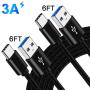 USB C Charger Cable Cord for Samsung S20 Plus Ultra A51 A71 A01 A21 A21S A41 A31 A11 5G A20S A30S M30 M21 M31 Galaxy Tab A 10.1 8.0 2019/10.5 2018/Tab S6 S3 S4 S5e,3A Fast Charging Power Wire 6FT+6FT