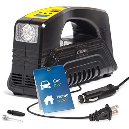 Kensun Bike Tire Pump 110V AC Home / 12V DC Car Electric Powered Inflator Air Compressor