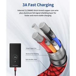 USB Type C Cable 3A Fast Charging, JSAUX(2-Pack 6.6ft+6.6ft) USB-A to USB-C Charge Braided Cord Compatible with Samsung Galaxy S10 S10E S9 S8 S20 Plus,Note 10 9 8,Z Flip, and Other USB C Charger(Red)