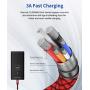 USB Type C Cable 3A Fast Charging, JSAUX(2-Pack 6.6ft+6.6ft) USB-A to USB-C Charge Braided Cord Compatible with Samsung Galaxy S10 S10E S9 S8 S20 Plus,Note 10 9 8,Z Flip, and Other USB C Charger(Red)
