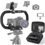 Zeadio Camera Smartphone Stabilizer, Foldable Handle Grip Handheld Video Rig with Carrying Case, Compatibility with All GoPro, Camera, Camcorder, DSLR, Cell Phone, iPhone, Huawei, Samsung etc