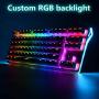 RGB Mechanical Keyboard 87-Key RGB LED Backlit Wireless Bluetooth 3.0 /USB Wired Multi-Media Mechanical Gaming Keyboard for PC/Smartphone/Laptop （Rechargeable Battery） Black Blue Switch