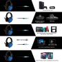 SADES DPOWER Stereo Gaming Headset for PS4, PC, Mobile, Noise Cancelling Over Ear Headphones with Omnidirectional and Flexible Mic, Skin-friendly Leather Ear muffs for Nintendo Switch Games-Black Blue