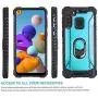 CasemartUSA Phone Case for [Samsung Galaxy A21], [Titanium Series][Blue] Aluminium Cover Full Rotating Metal Ring Holder Kickstand for Samsung Galaxy A21 (Verzion, Boost Mobile, T-Mobile, Metro)