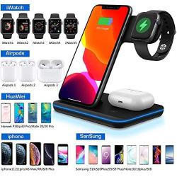 3 in 1 Wireless Charger, Upgraded Version Wireless Charging Station for Apple Watch 5/4/3/2/1 & AirPods,Wireless Charging Station 15W Qi Fast Charger for Pro iPhone 11/11 Pro Max/XS/X/8/8P (Black)