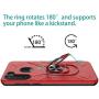 Oleaders for Galaxy A21 Case with Tempered Glass Screen Protector, Rotatable Metal Ring Holder Compatible with Magnetic Car Kickstand Case for Samsung Galaxy A21 - Red