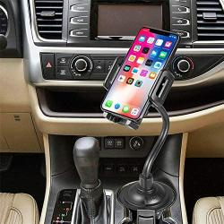 VAKs Car Cup Holder Phone Mount Adjustable Automobile Cup Holder Smart Phone Cradle Car Mount for iPhone 11 Pro/XR/XS Max/X/8/7 Plus/6s/Samsung S10+/Note 9/S8 Plus/S7 Edge(Black)