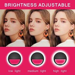 Cell Phone Selfie Ring Light for iPhone Rechargeable Clip On Led O Ring Light for Laptop Tablet Camera Mini Halo Circle Fill Light for Makeup Photography Video Live Stream,3 Level Brightness,Black