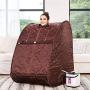 Aceshin Portable Steam Sauna Home Spa, 2L Personal Therapeutic Sauna Weight Loss Slimming Detox with Foldable Chair, Remote Control, Timer (Brown)