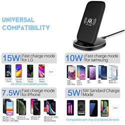 KKM Wireless Charger, 15W Qi-Certified Fast USB-C Wireless Charging Stand for iPhone SE 2020, Samsung Galaxy Note 20/ Note 20 Ultra/S20+/S10+, Google Pixel, LG, OnePlus and More Qi Enable Phones