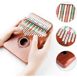 Upgraded version Kalimba Thumb Piano 17 Keys finger piano kalimba with Mahogany Portable Mbira Gift for Kids Adult (vintage red)