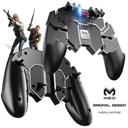 MEO Mobile Game Controller [Six-Finger] - Game Controller with Gaming Trigger, Shoot Sensitive Controller Aim & Fire Trigger Compatible with iPhone/Android (Black) (Renewed)
