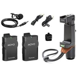 Movo Smartphone Pro Recording Bundle with Wireless Lavalier Microphone System and Video Grip Handle Rig for Apple iPhone 5, 5C, 5S, 6, 6S, 7, 8, X, XS, XS Max, 11, 11 Pro, Samsung Galaxy, Note