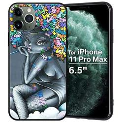 XIX iPhone 11 Pro Max Case African American Afro Girls Women Slim Fit Shockproof Bumper Cell Phone Accessories Thin Soft Black TPU Protective Apple iPhone 11 Pro Max Cases (03)