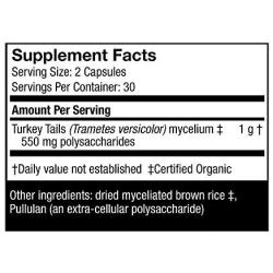 Host Defense, Turkey Tail, 60 Capsules, Natural Immune System and Digestive Support, Daily Mushroom Mycelium Supplement, USDA Organic, 30 Servings