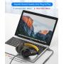 AkoaDa USB to Audio Jack Adapter, External Sound Card Jack Audio Adapter with 3.5mm Aux Stereo Converter Compatible with Mac, Headset, Windows, PC, Laptop, Linux, Desktops, PS4 and More Device (Grey)