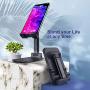 Cell Phone Stand Foldable, Adjustable Cell Phone Holder for Desk with Charging Port Sturdy Hands-Free Stand, Compatible with iPhone 11/11 Pro/11 Pro Max/Samsung Galaxy S20/S20 Ultra/S20 Plus (Black)