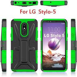 HNHYGETE Designed for LG STYLO 5 Plus(2019) Case,LG Stylo 5 Cell Phone Case,Dual Layer Heavy Duty Non Slip Shockproof Bumper Rugged Protective Cover (Green)