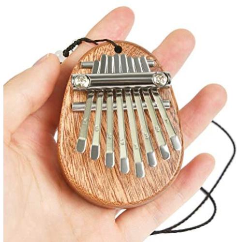 TIMESETL 8 Key Kalimba Mini Thumb Piano With Pendant, Portable Mbira Solid Wood Finger Piano for Kids and Adults Beginners