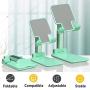 Sexeeg Portable Cell Phone Stand for Desk, Adjustable Foldable Tablet Mount Mobile Phone Holder for Desktop, Bed, Compatible with All Smartphones (Green)