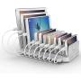 iPad Charging Station 96W 10-Port Alxum USB Charging Station Multiple Device USB Charger with Smart IC Tech, Organizer Stand for iPhone X, Xs Max,8,7,6, Samsung Google Nexus LG, Tablets, White