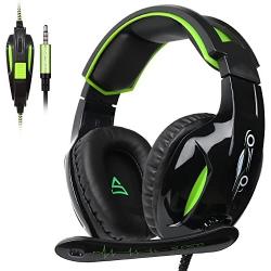 SUPSOO G813 Xbox one Gaming Headset 3.5mm Stereo Wired Over Ear Gaming Headset with Mic&Noise Cancelling & Volume Control for Xbox One/PC/Mac/PS4/Nintendo/Phone (Black&Green)