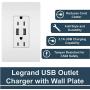 Legrand - Pass & Seymour TM826USBWPWCCV4 Legrand radiant Decorator Outlet with 3.1 Amp USB Charger, Comes with Wall Plate, White