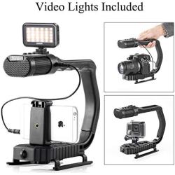 Handheld Stabilizer & Video Led Lights Skateboarding for DJI OSMO iPhone 11 X 8 8 Plus 7, Sevenoak Handle Grip & Built-in Stereo Mic for Smartphone GoPro Canon Sony Alpha RX0 DSLR Camera Camcorder