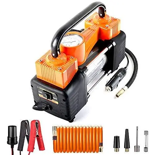 AutoVirazh Air Compressor Tire Inflator, 12 Volt Portable Air Pump for Car Tires, Emergency Tire Pump for Automobiles, Long Cable Compatible for Cars, Bicycles, Motorcycles, Balls & Inflatable Pool