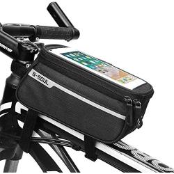 XIZHI Bike Phone Mount Bag, Sport Bicycle Bike Handlebar Bag, Bike Phone Front Frame Bag，Waterproof Bike Front Frame Top Tube Cycling Storage Bag with Touch Screen, Fits Cellphone Below 6 1/2 Inch