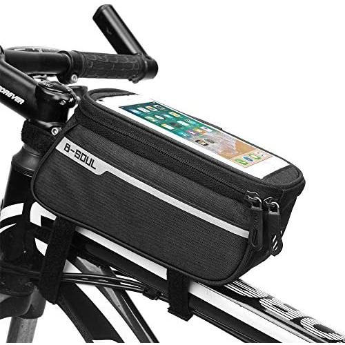XIZHI Bike Phone Mount Bag, Sport Bicycle Bike Handlebar Bag, Bike Phone Front Frame Bag，Waterproof Bike Front Frame Top Tube Cycling Storage Bag with Touch Screen, Fits Cellphone Below 6 1/2 Inch