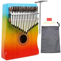 IAMGlobal Kalimba Thumb Piano 17 Keys with Mahogany Wooden with Bag, Hammer and Music Book, Perfect for Music Lover, Beginners, Children(Rainbow)