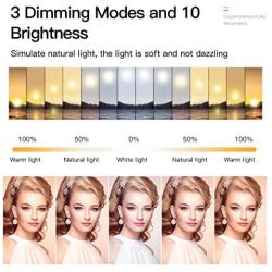 8” Selfie Ring Light with Tripod Stand & Cell Phone Holder, Dimmable LED Ringlight for Live Stream/Makeup, Shooting with 3 Light Modes & 11 Brightness Level, Compatible with iPhone and Android