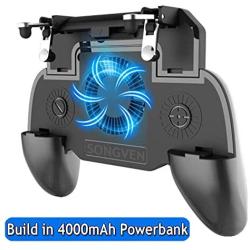 SONGVEN Mobile Game Controller with 4000mAh Power Bank Cooling Fan for 4.7-6.5" iOS Android Phone Gaming Grip Gamepad Joysticks (4000 mAh)