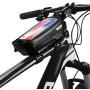 Bike Frame Bag, Bicycle Phone Mount, Waterproof Cycling Front Top Tube Pouch Bike Frame Phone Holder Pannier Crossbar Storage Bags for iPhone 11 Pro MAX XS MAX XR X 8 7 6S Plus Smartphones Below 6.5