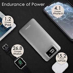 Uni-Yeap 11000mAh Battery Charger Power Bank with High Speed and Flashlight with LCD Screen Compatible for iPhone 11 Xs Xr X 8 7 6s 6 iPad Samsung Galaxy and All Smart Phone (Grey)