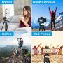 Phone Tripod,Tripod for Camera,55-inch Extendable Lightweight Aluminum Tripod Stand with Universal 2 in 1 Phone/Tablet Holder,Remote Shutter,Compatible with Smartphone&Tablet&Camera,Carry Bag Inclued.