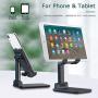 RUICHENXI Foldable Swivel Cell Phone Stand,Telescopic Phone Holder, Anti-Slip Tablet Stand for Desk for Home/Office Accessories Compatible for iPhone 4-7.9inch Smartphones Tablet iPad (Black)