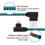 iPhone Charger 10FT Right Angle Long Lightning Cable 90 Degree iPhone Charging Cable for iPhone Xs Max XR X / 8/8 Plus / 7/7 Plus / 6s Plus / 6s / 6 Plus / 5s / 5c / 5se, iPad/iPod (Blue 10FT)