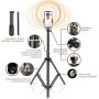 10" Selfie Ring Light with Tripod Stand & Cell Phone Holder for Live Stream/Makeup | Dimmable Mini Floor Table Camera Ringlight for YouTube TikTok Video/Photography
