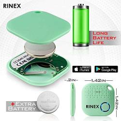 Bluetooth Key Finder – Key Locator Device with App, Siri Compatibility, Extra Battery – Anti-Lost GPS Keychain Tracker Device for Phone, Luggage, Backpack, Wallet – GPS Tracking Chip Tags by Rinex