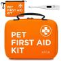 ARCA PET Cat & Dog First Aid Kit Home Office Travel Car Emergency Kit Pet Travel Kit – 100 Pieces with Thermometer and Bonus Mini First Aid Kit Pouch & Emergency Collar [Hard Case for Protection]